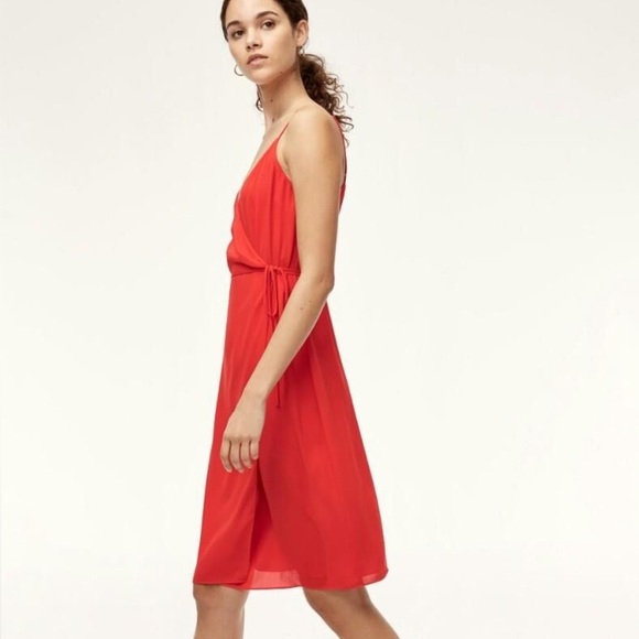 Aritzia Babaton red Neval midi wrap dress - size Medium (M) - Picture 2 of 3